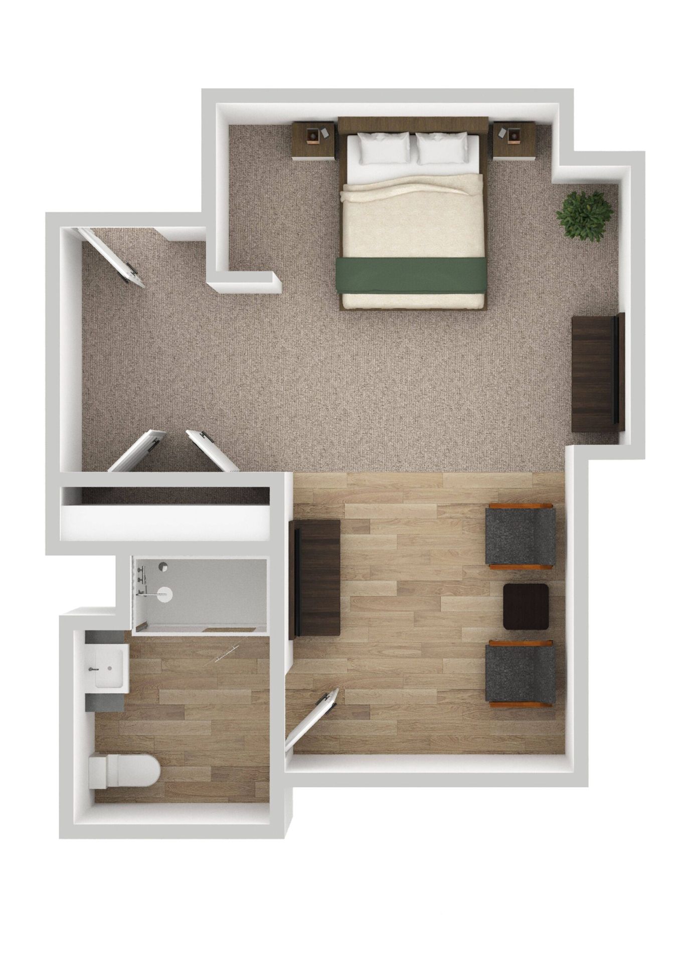 Floor plan of a private resident room