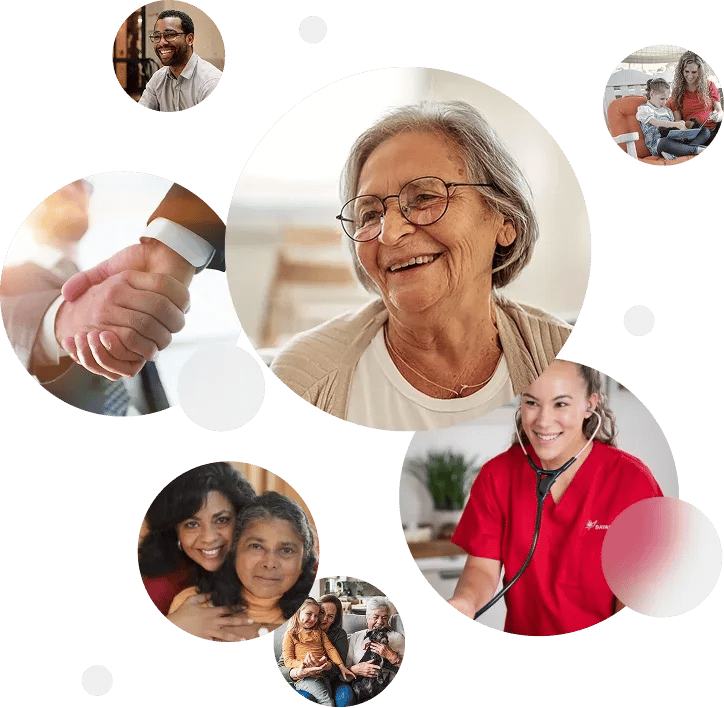Collage of diverse interactions with seniors