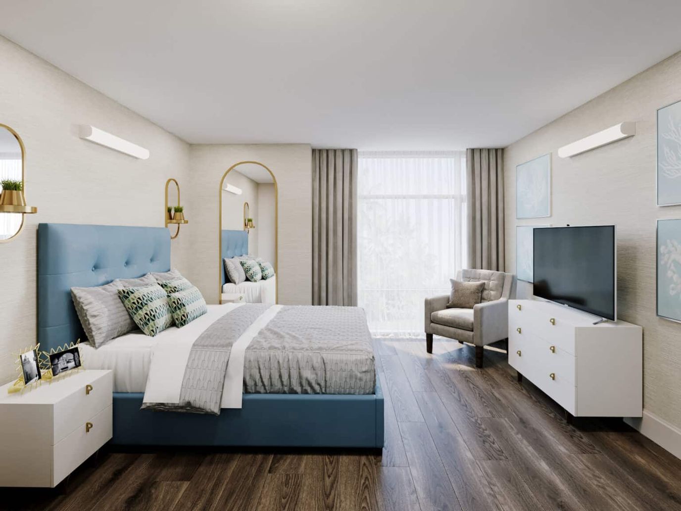 Modern private room in a senior living facility