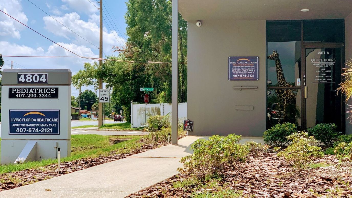 Exterior view of Living Florida Healthcare facility entrance