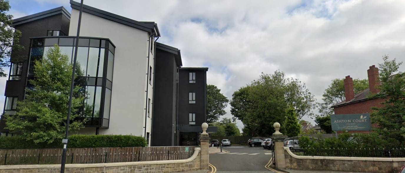 Exterior view of Ashton Court Care Home entrance