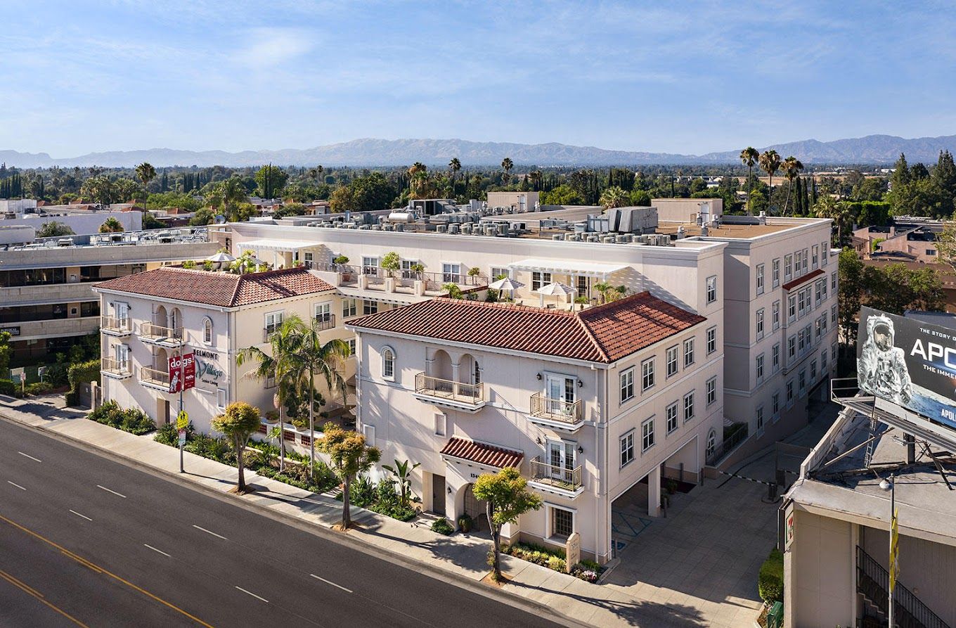 Aerial view of Belmont Village Senior Living Encino facility