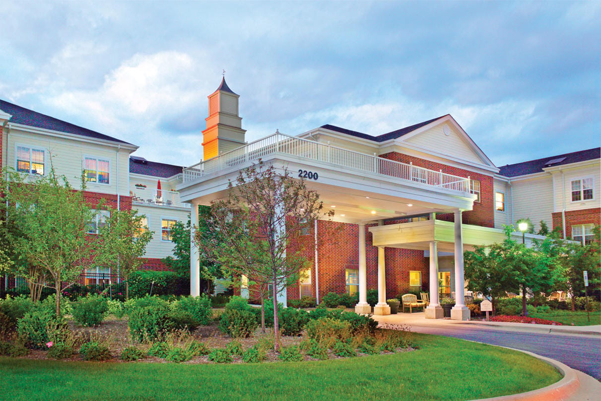 Front entrance of Belmont Village Senior Living Glenview