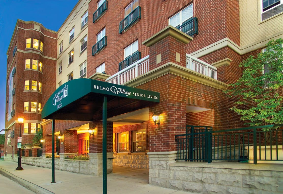 Entrance of Belmont Village Senior Living Oak Park