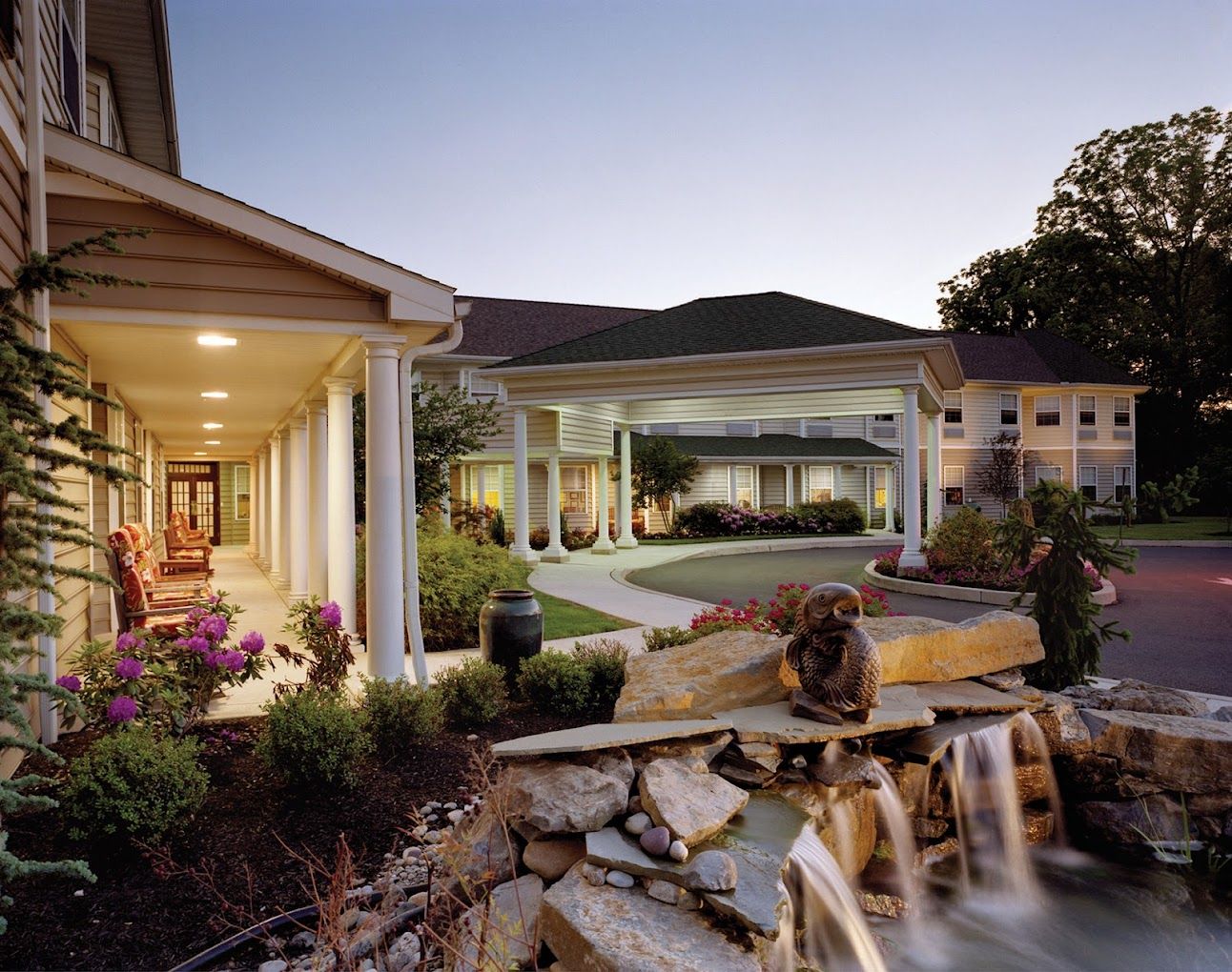 Exterior view of Brandywine Dresher Estates with gardens