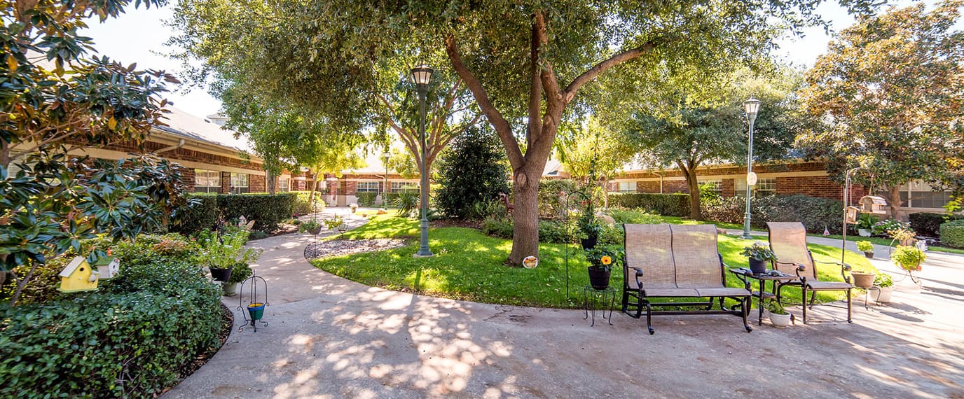 Beautiful outdoor garden area with seating