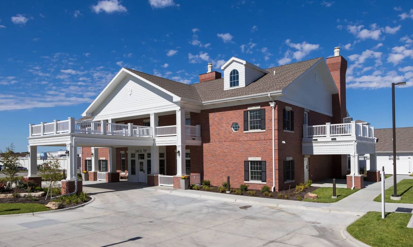 Exterior view of a senior living facility building