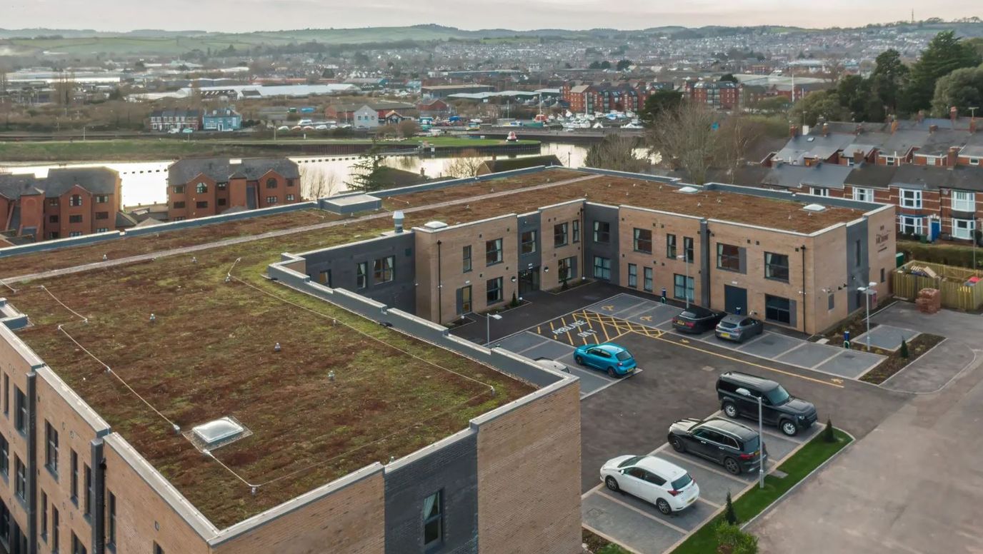 Aerial view of Escan Manor and surrounding area
