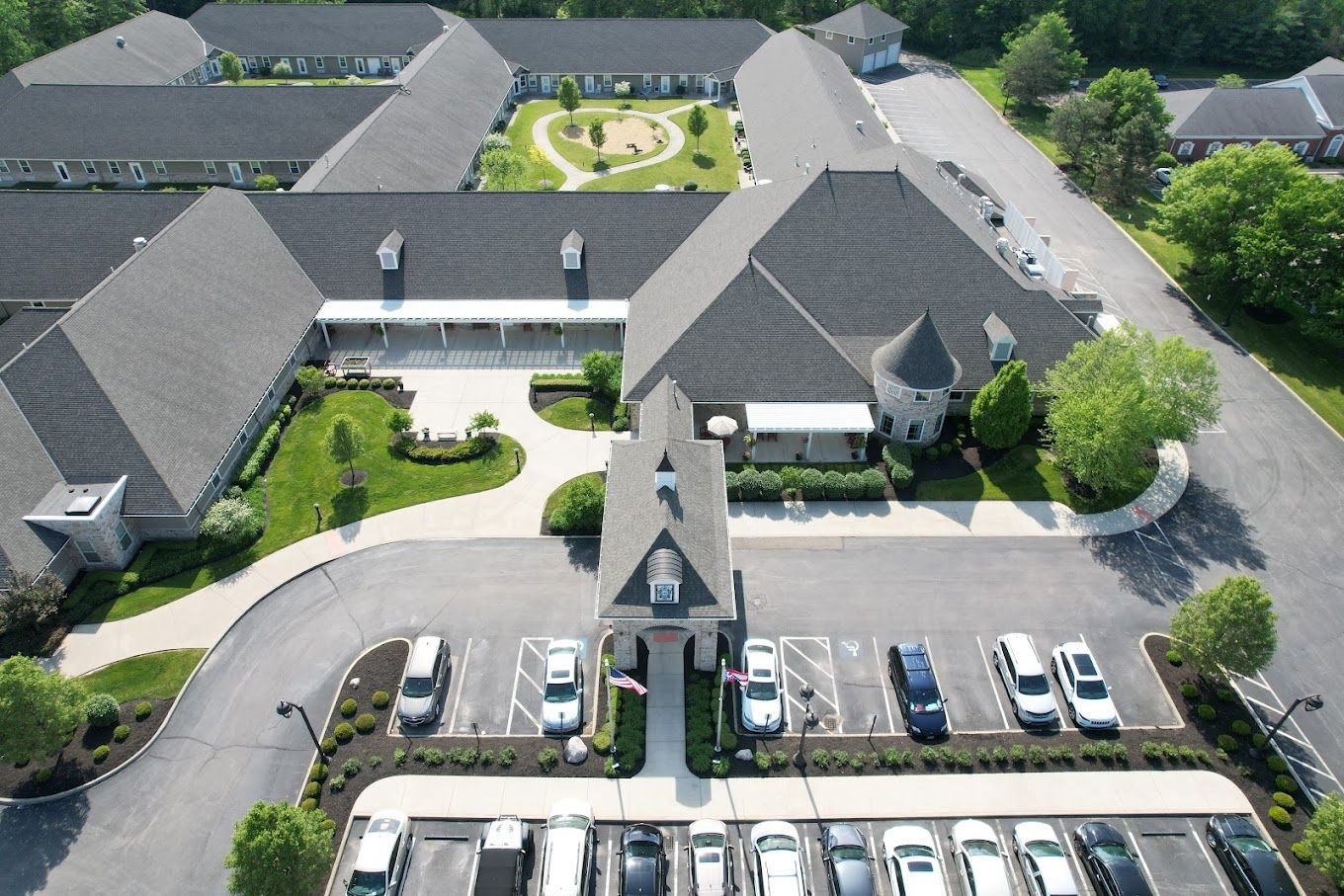 Aerial view of Hudson Grande Senior Living campus