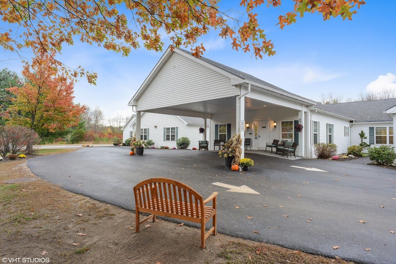 Exterior view of a senior living facility entrance