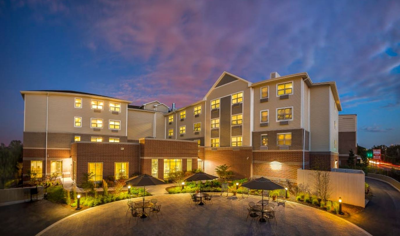 Exterior view of Prairie Green at Fay's Point at sunset