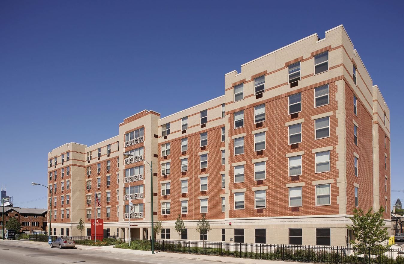 Exterior view of the Senior Suites of Bridgeport building