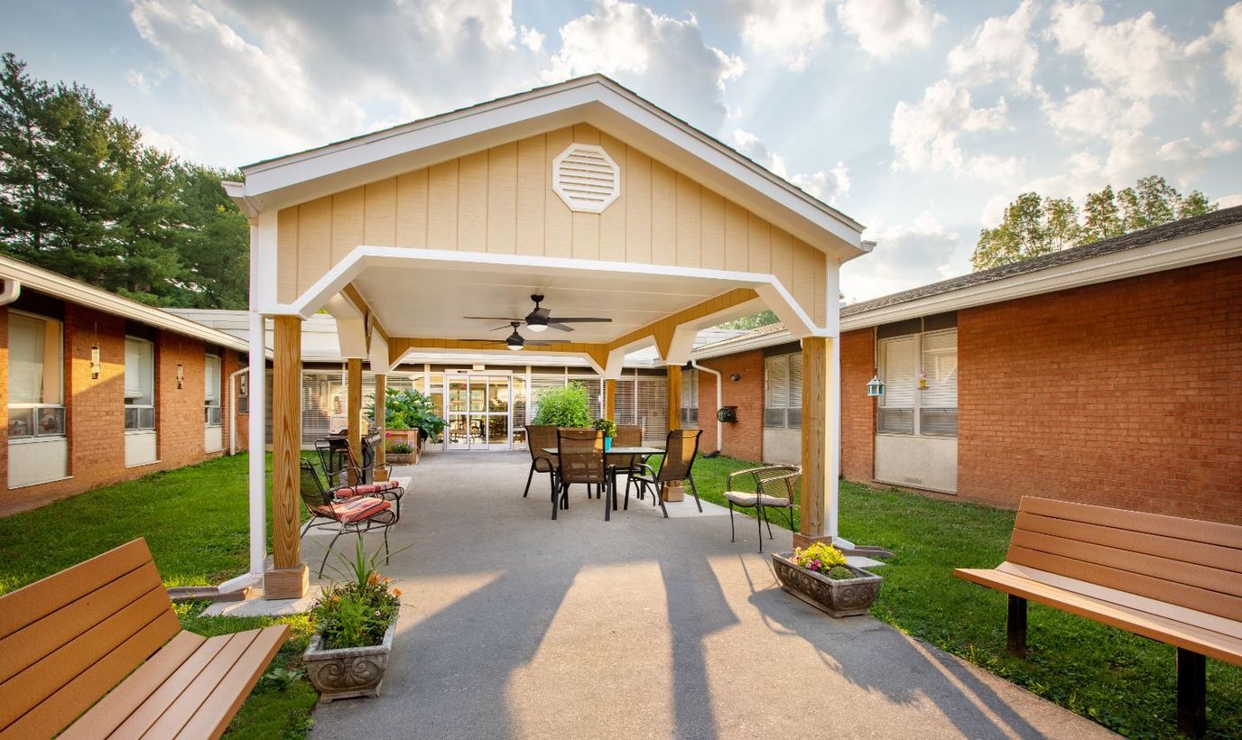 Outdoor seating area with covered patio