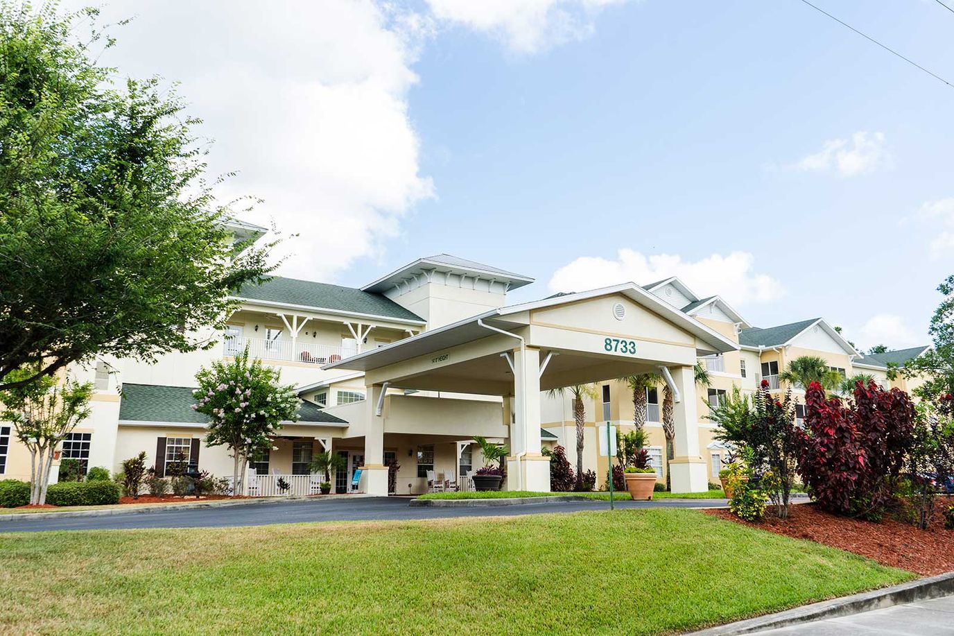 Exterior view of the Sunflower Springs facility entrance