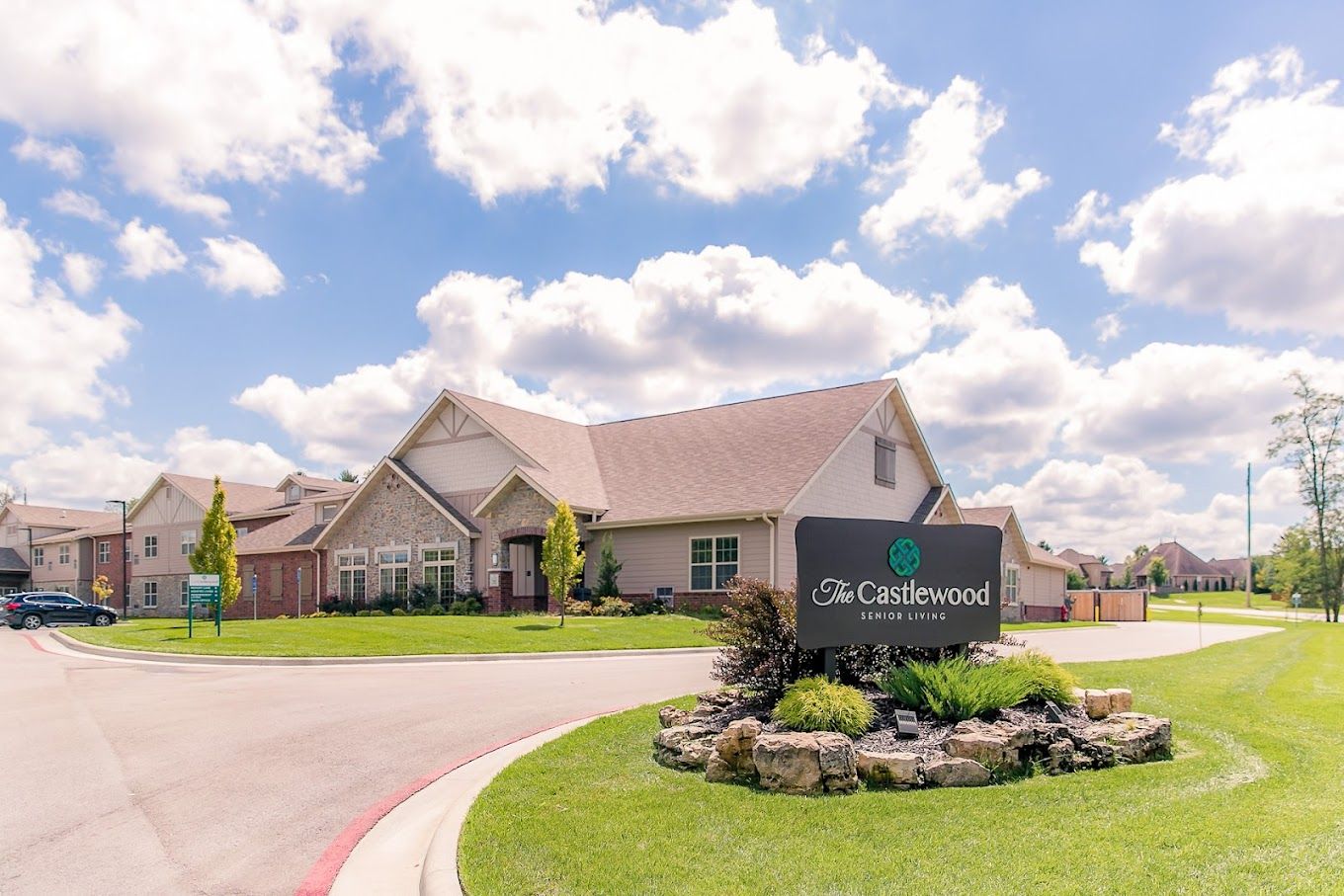 Exterior view of The Castlewood Senior Living facility
