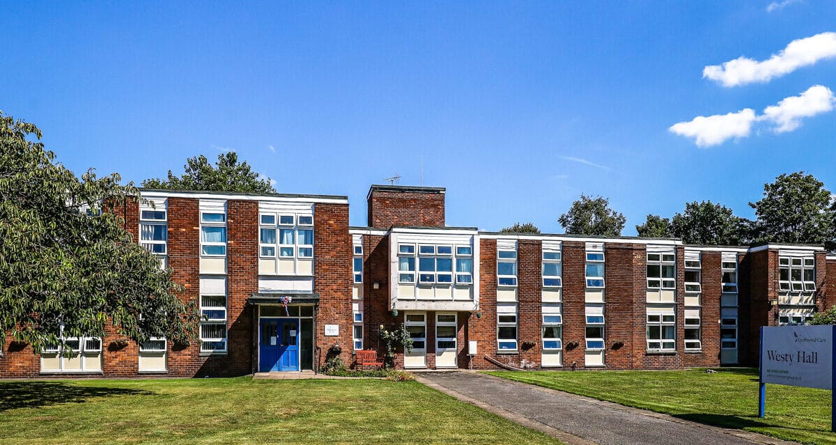 Building exterior of Westy Hall with clear signage