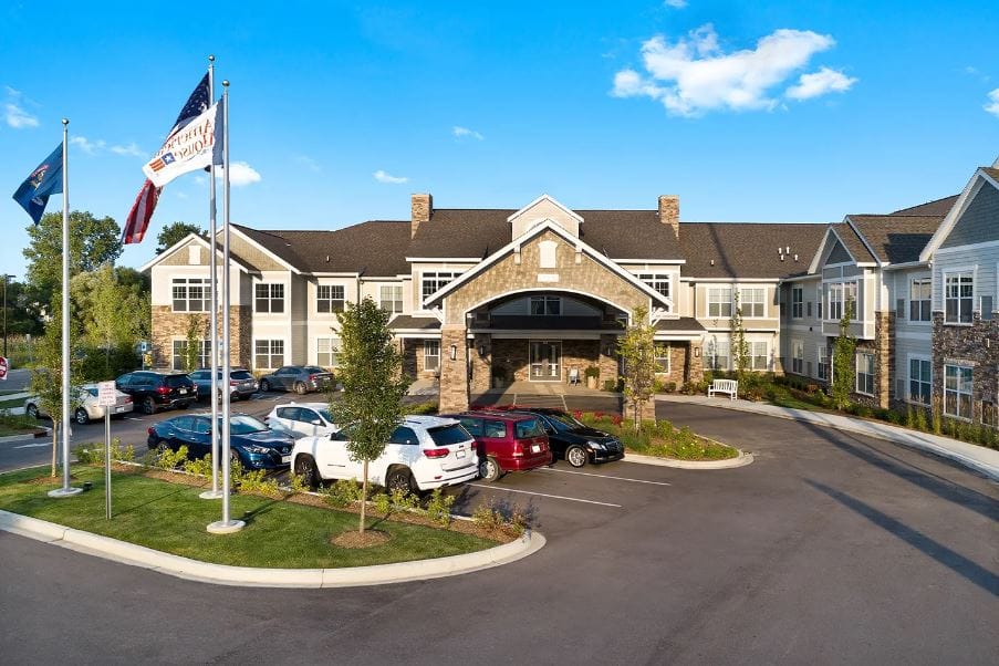 Building exterior of American House Freedom Place Rochester