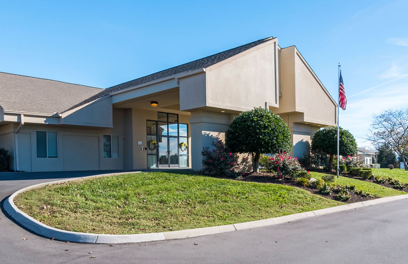 Exterior view of Brookdale Cleveland showing entrance and landscaping.