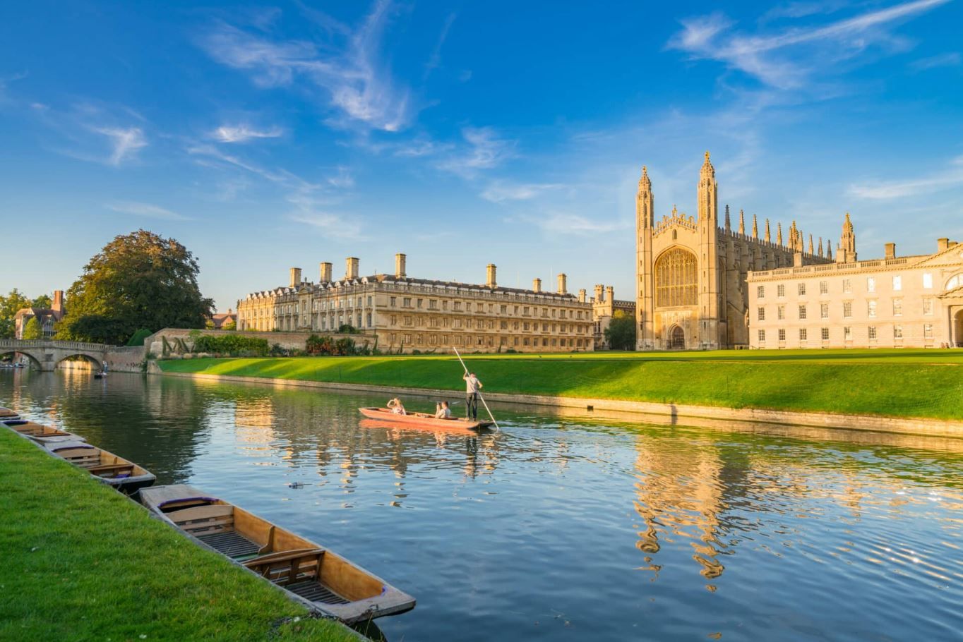 River view of historic buildings in Cambridge