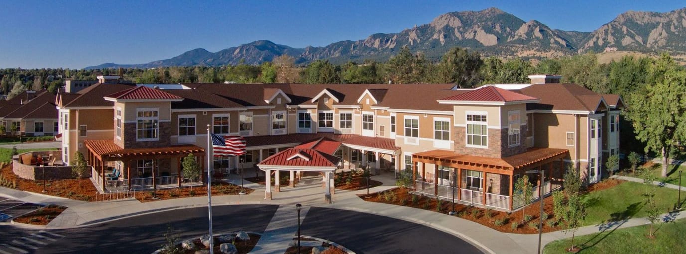 Front exterior of MorningStar of Boulder with mountains in the background