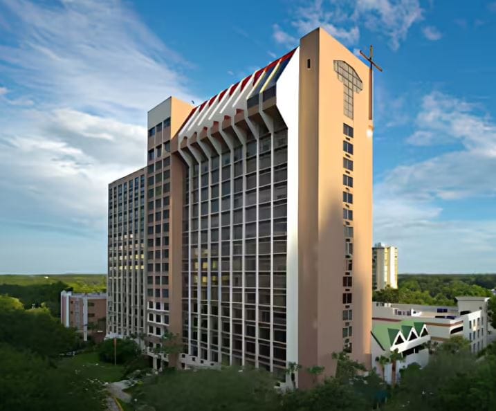 Exterior view of a senior living building