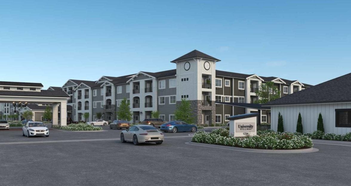 Exterior view of University Village Independent Living Community