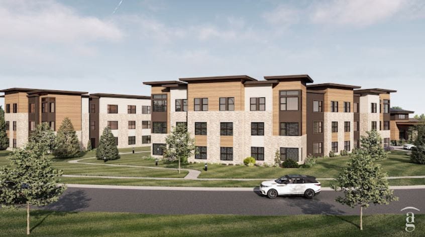 Exterior view of PrairieStone Senior Living facility