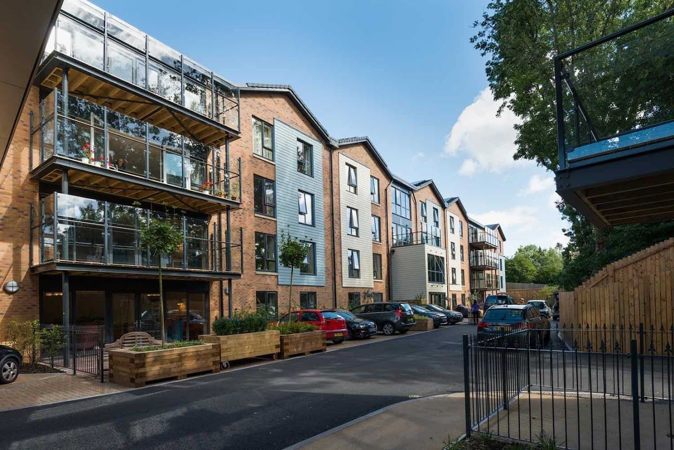 Exterior view of a modern assisted living facility