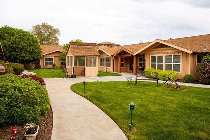 Exterior view of Wildflower Lodge's outdoor spaces and buildings