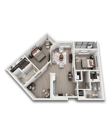 Architectural floor plan of a senior living unit