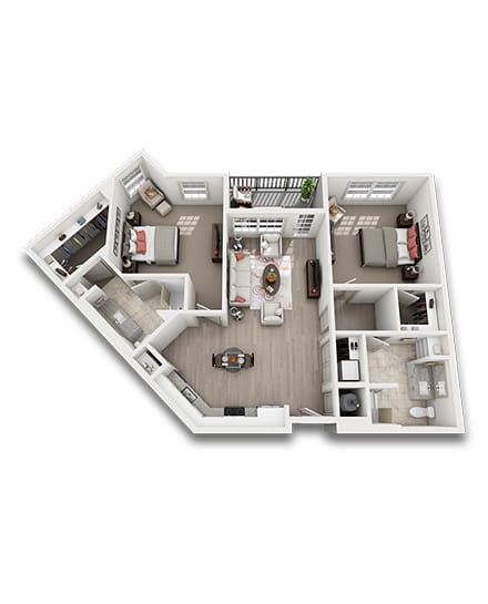 Architectural floor plan of a resident unit