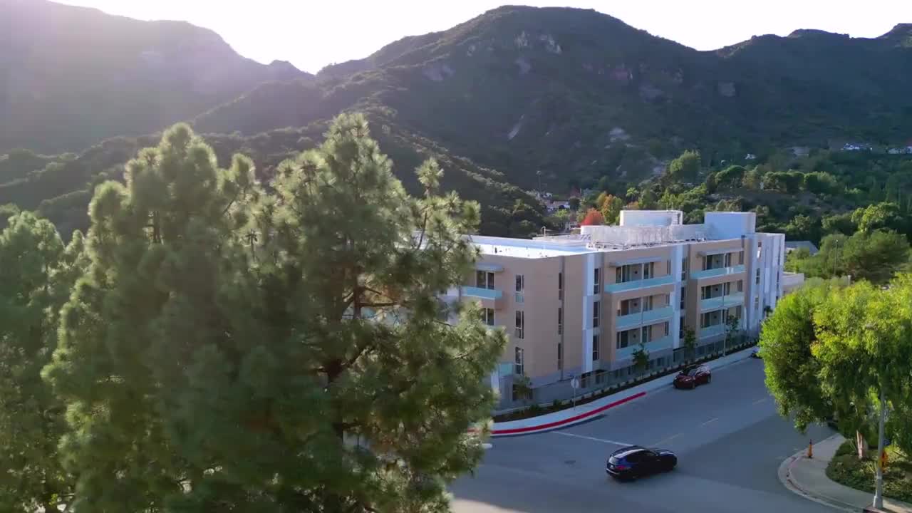 Exterior view of the senior facility surrounded by nature