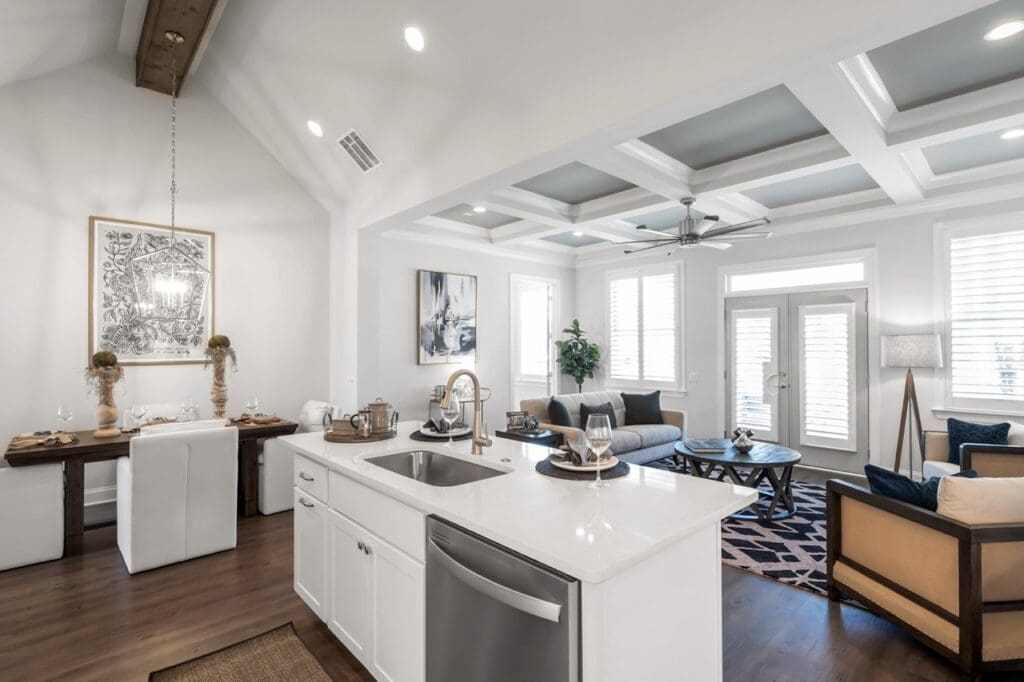 Bright interior view of a stylish common area.