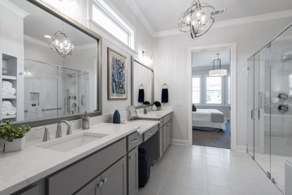 Stylish bathroom with modern fixtures and decor