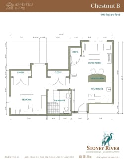 Architectural floor plan of Chestnut B unit