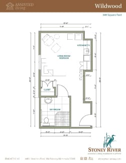 Architectural floor plan of a resident unit