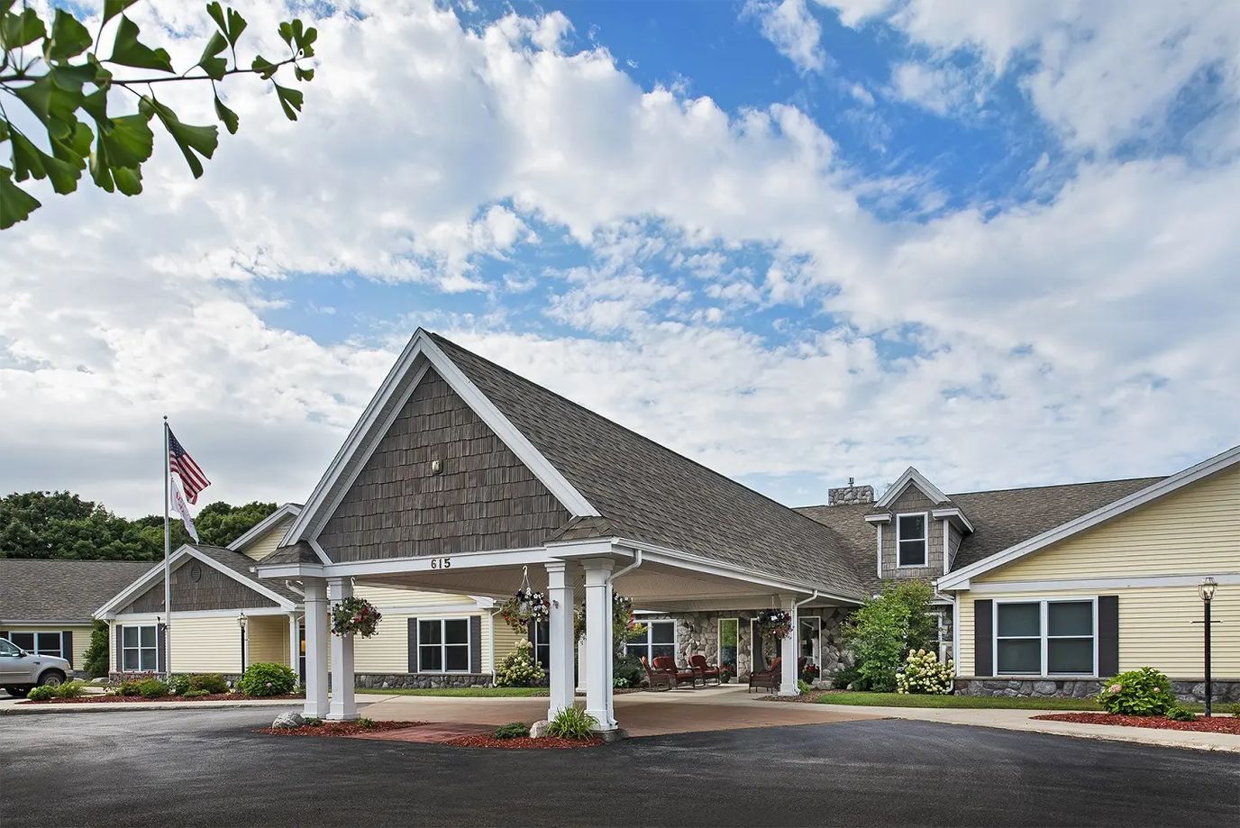Exterior view of American House Charlevoix with entrance
