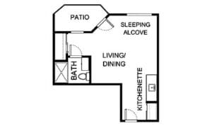 Architectural floor plan of a living unit