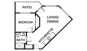 Architectural floor plan of a living space
