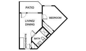 Architectural floor plan of a living unit