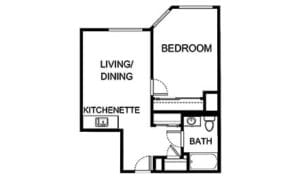 Architectural floor plan of a living unit