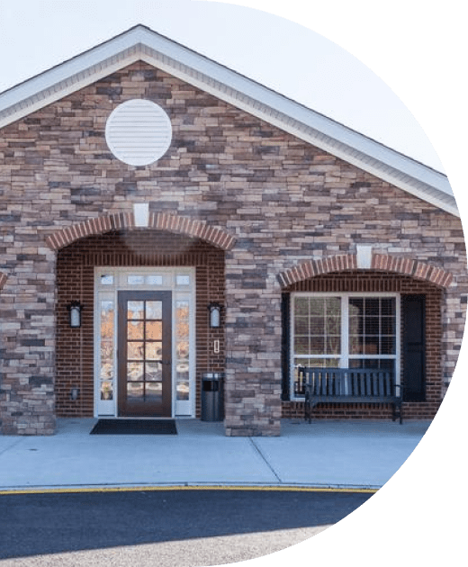 Exterior view of the facility building entrance