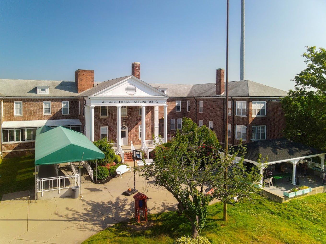 Aerial view of the Allaire Rehab and Nursing building