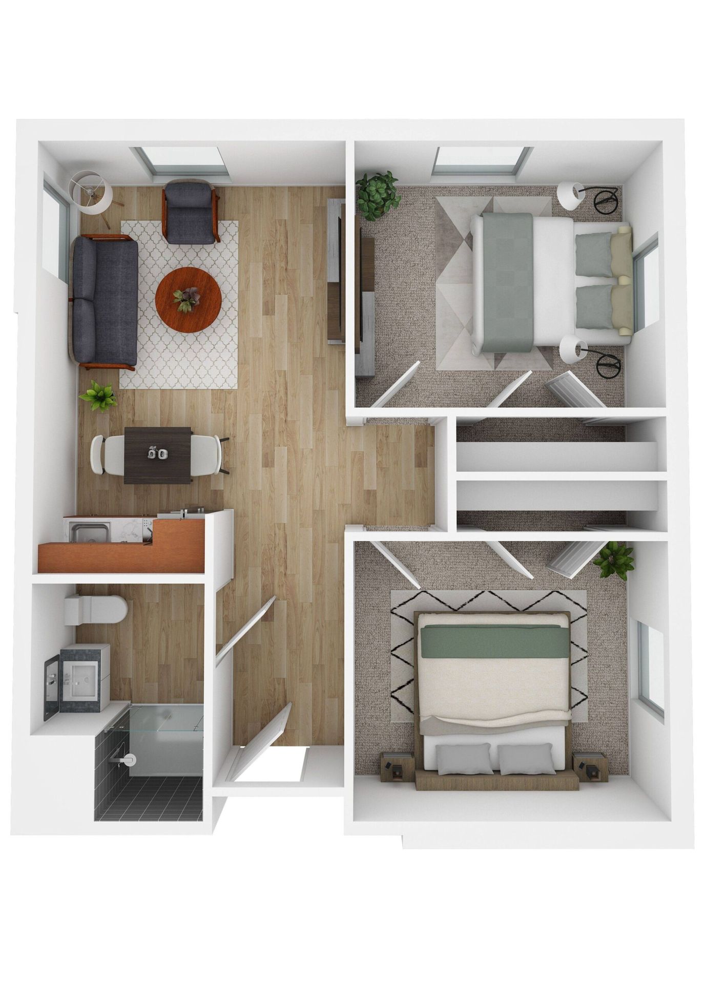 Architectural floor plan of a resident unit layout