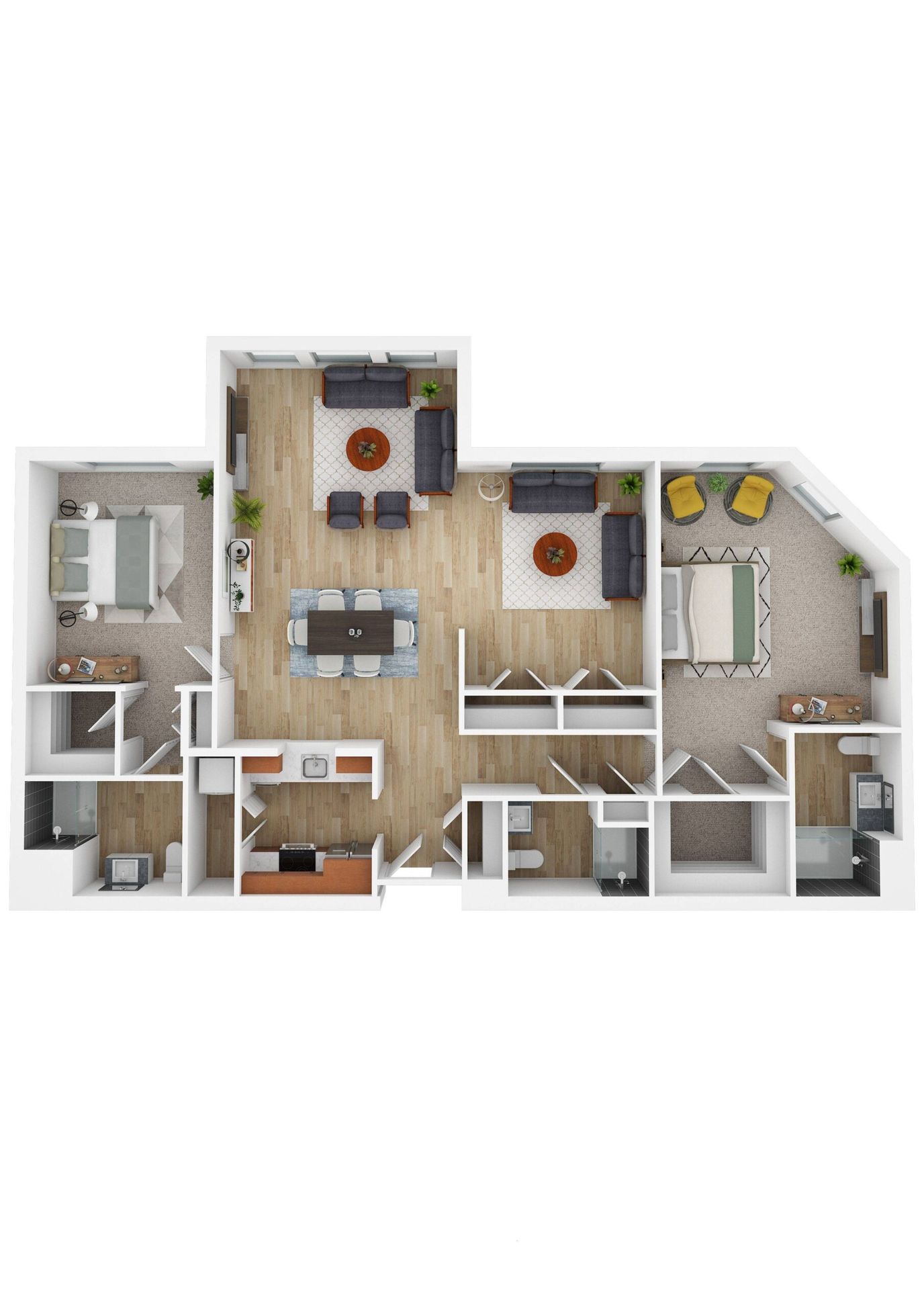 Architectural floor plan of a resident unit layout