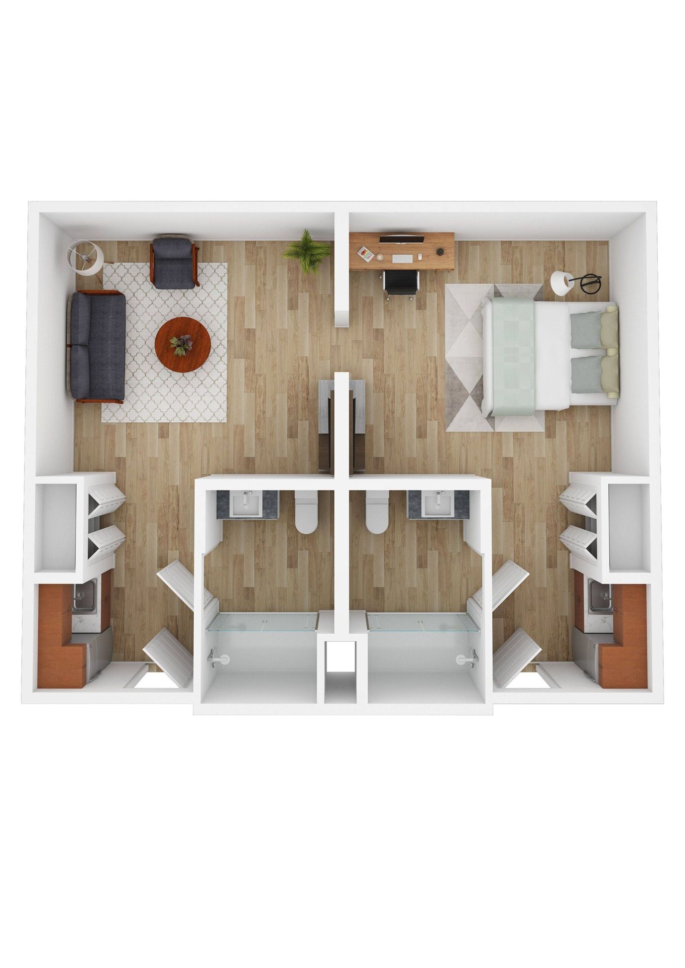 Architectural floor plan of a resident unit