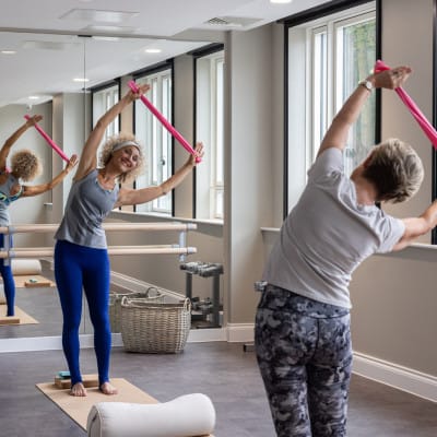 Residents engaged in stretching exercises