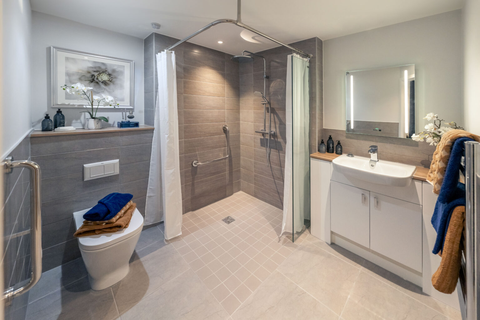 Modern bathroom in a senior living facility