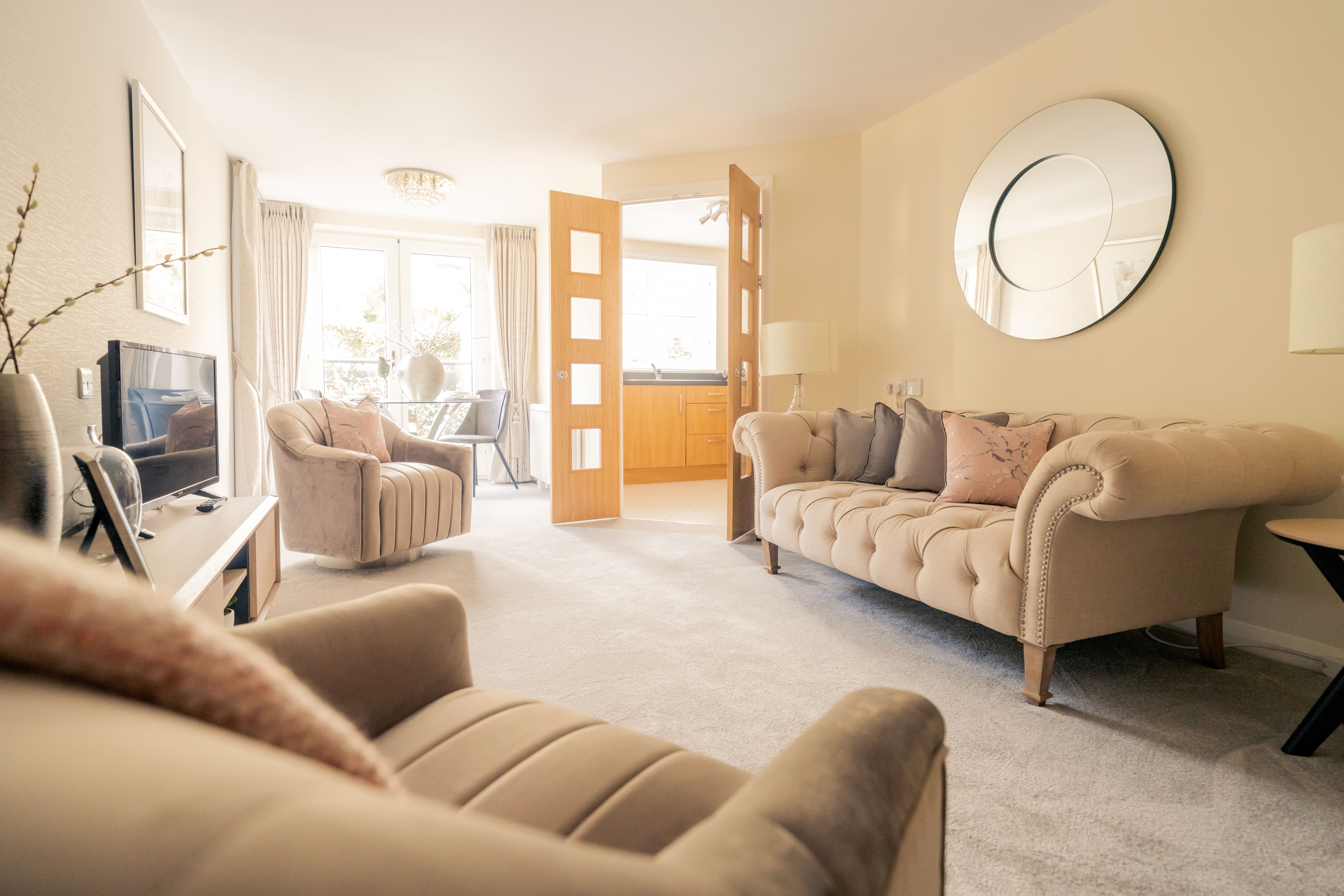 Bright common area with comfortable seating