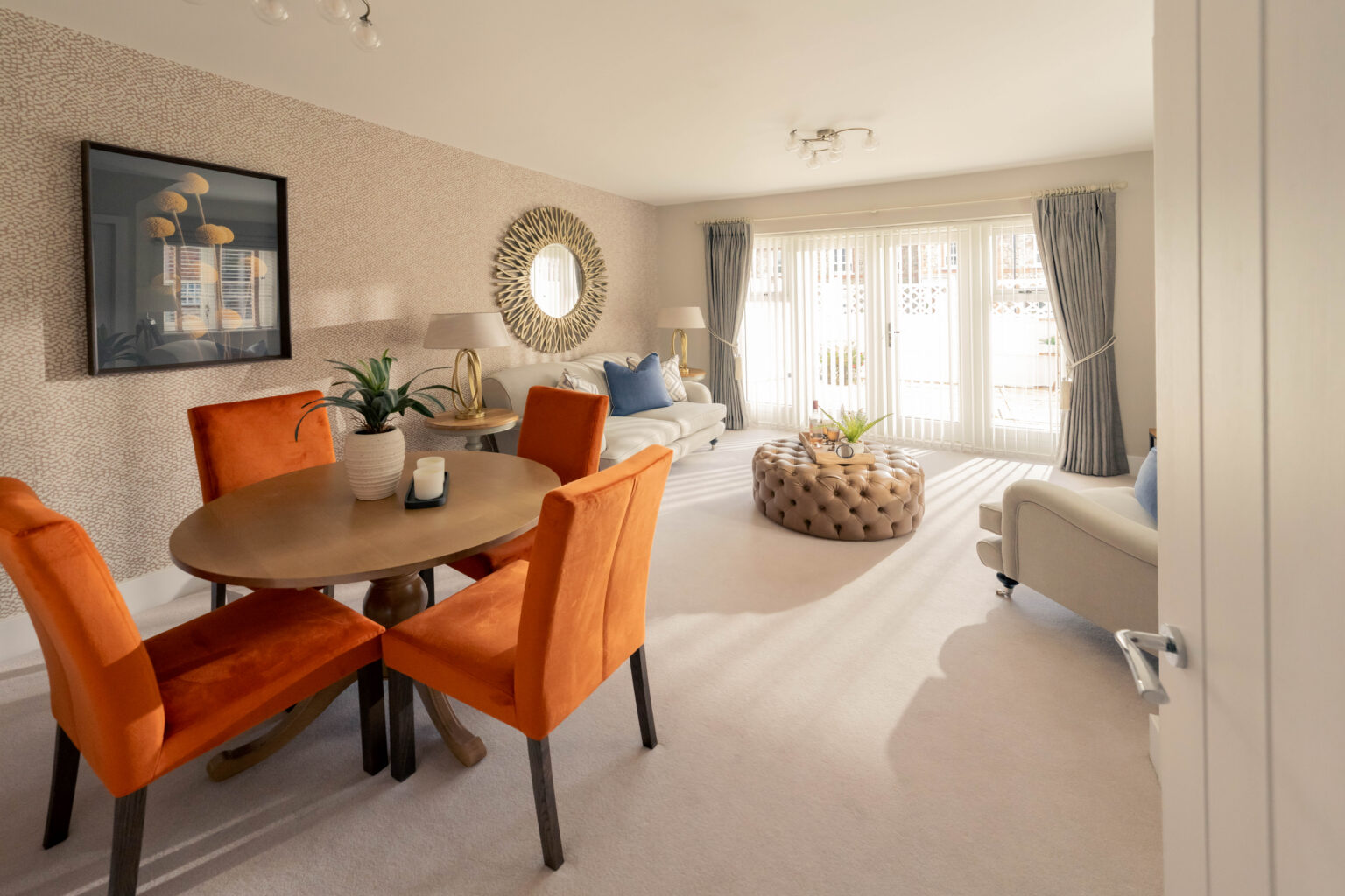 Bright and welcoming common area with modern decor.